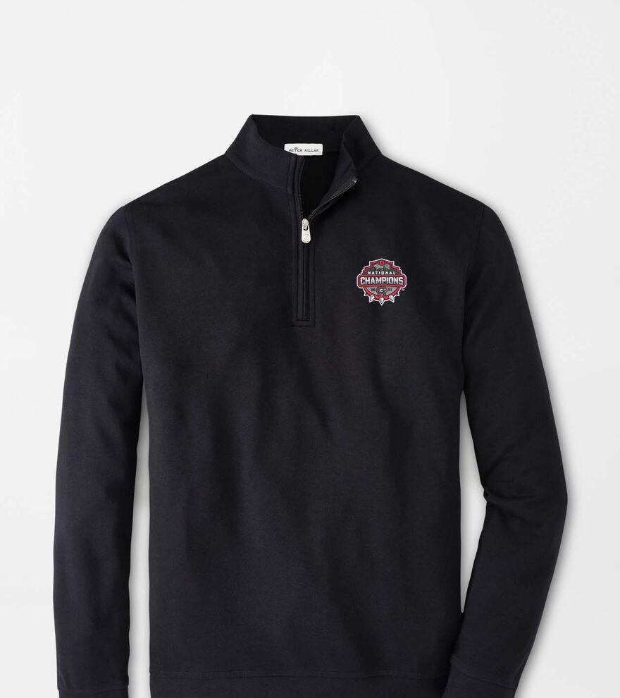 Peter Millar Mens Georgia National Champion Crown Comfort Interlock Quarter-Zip | Color: Black | Size: 3XL | UGA Product Image