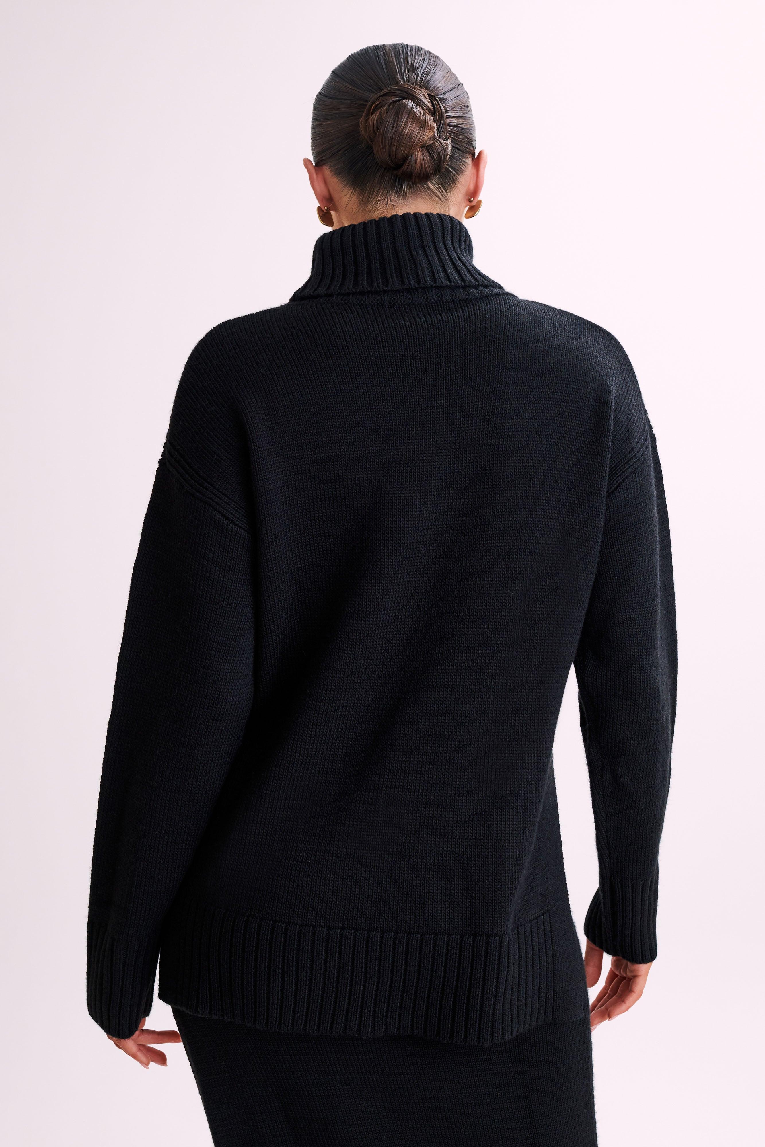 Brittany High Neck Knit Jumper - Black Product Image