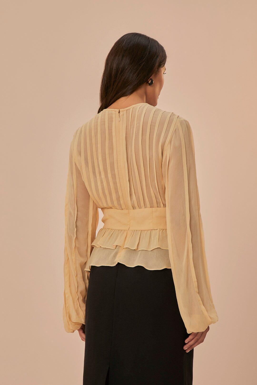 Beige Pleated Bust Blouse Product Image