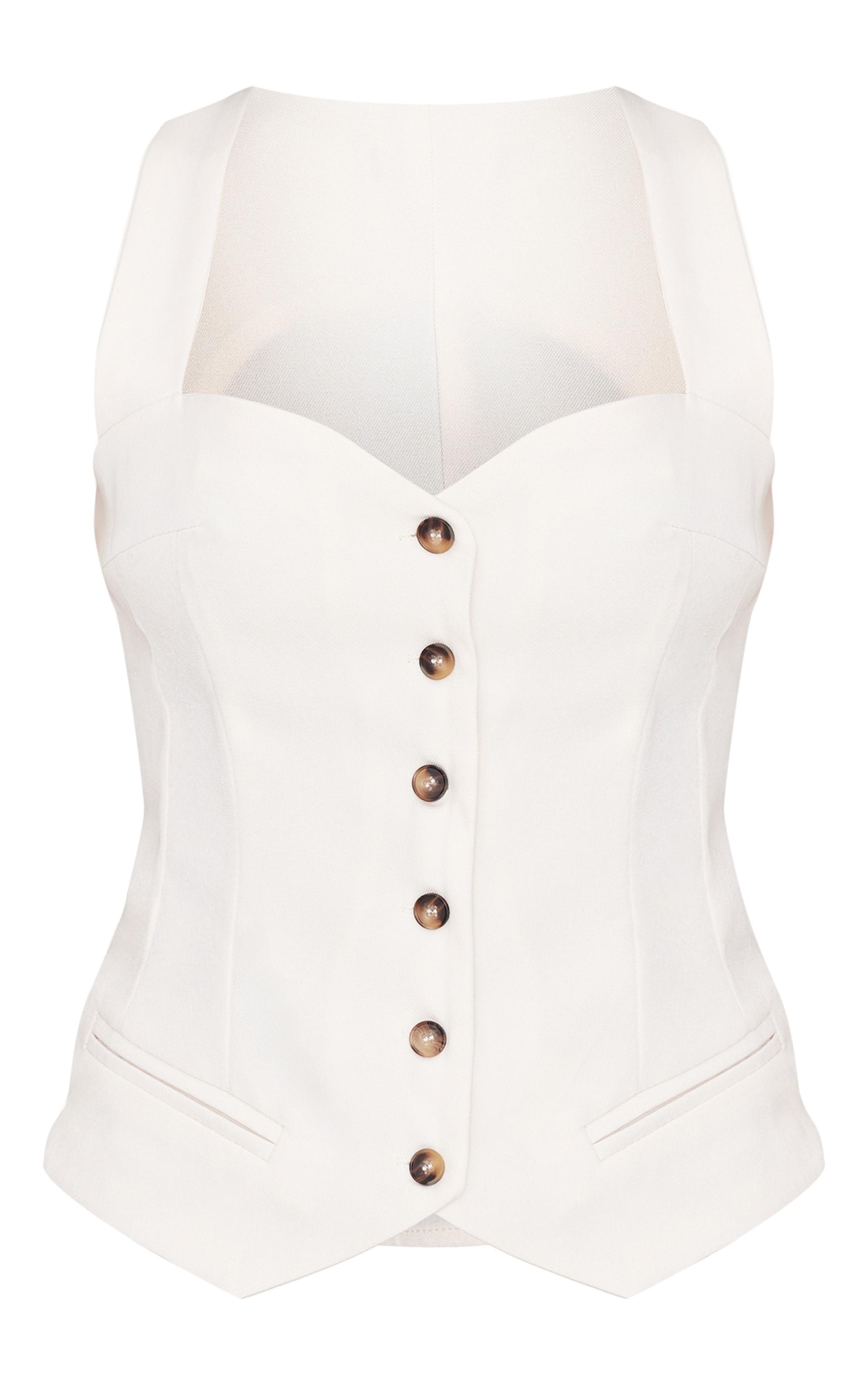 Cream Premium Woven Sweetheart Neck Vest Product Image