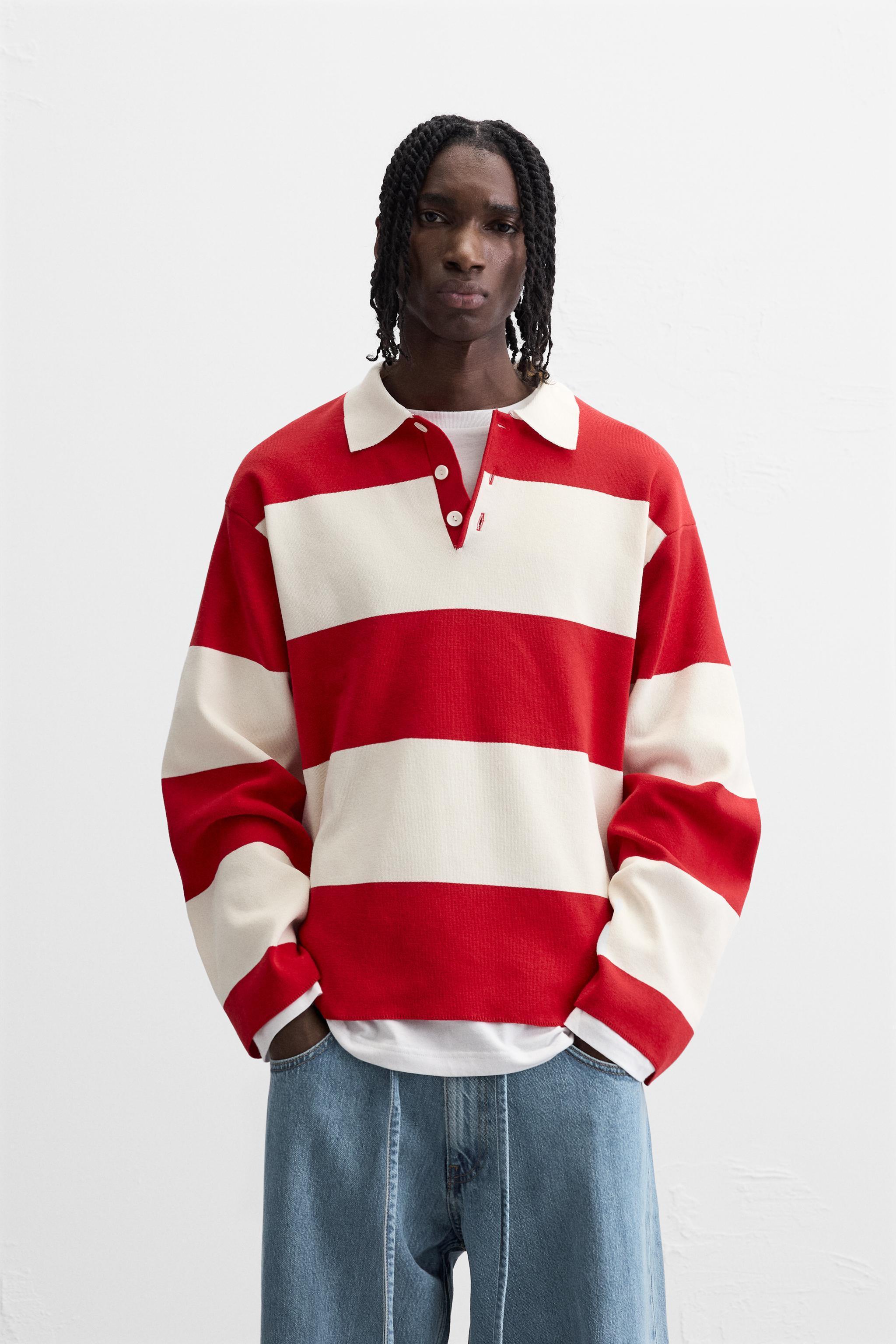 STRIPED KNIT POLO Product Image