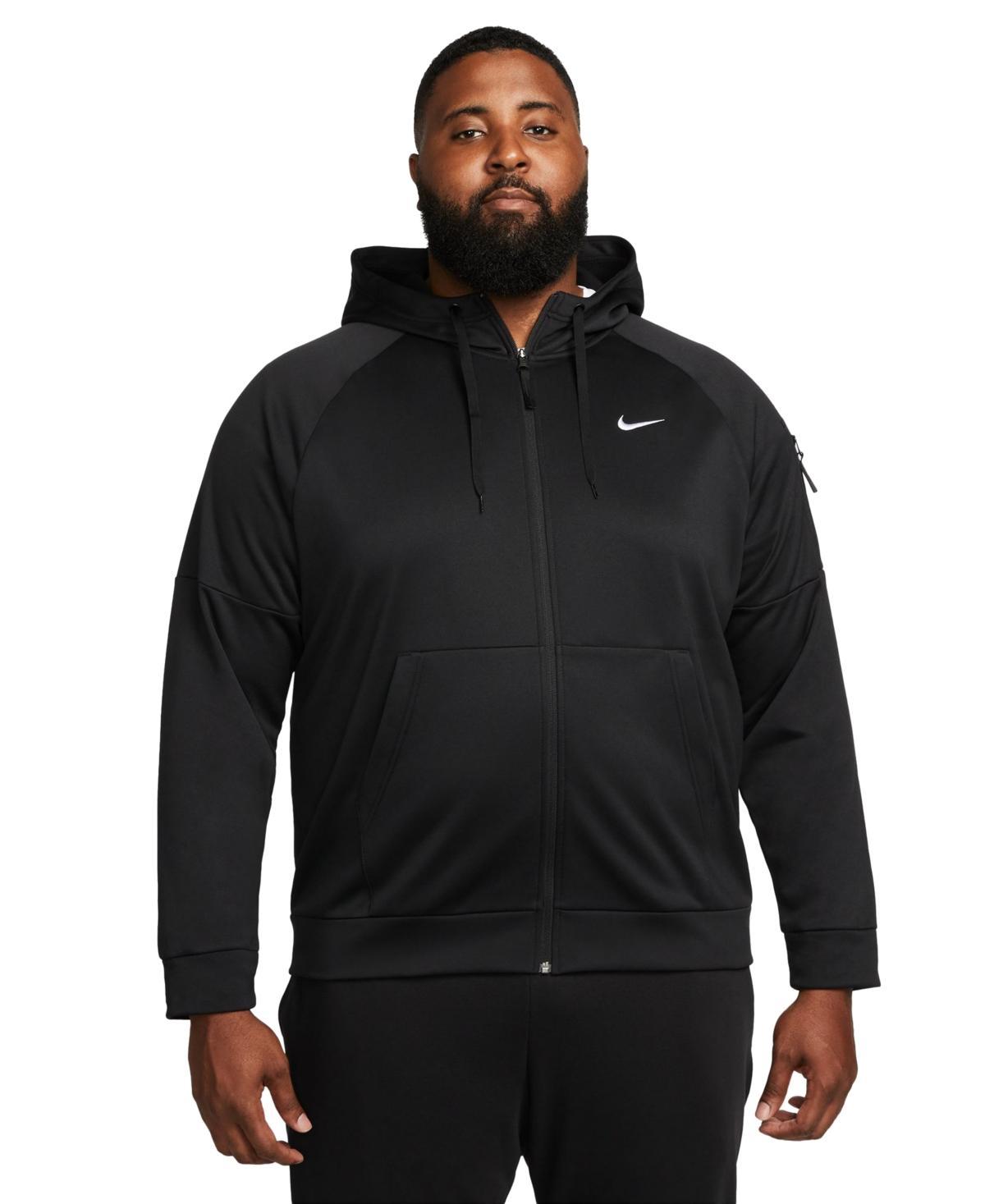 Nike Mens Nike Therma Fleece Full-Zip Hoodie - Mens Black/Particle Grey/Dark Grey Heather Product Image