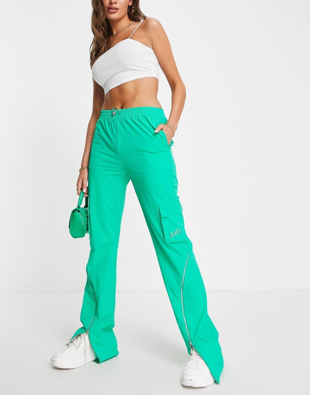 The Couture Club zip detail cargo pants in green - part of a set Product Image