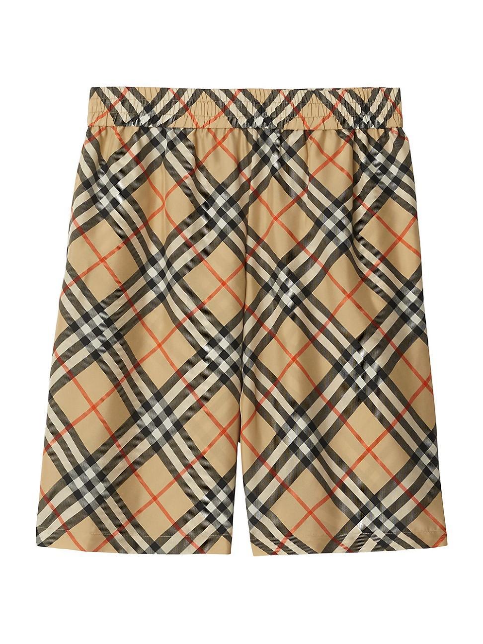 Mens Check Silk Shorts Product Image