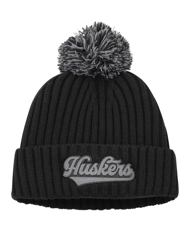 Mens adidas Charcoal Nebraska Huskers Modern Cuffed Knit Hat with Pom Product Image