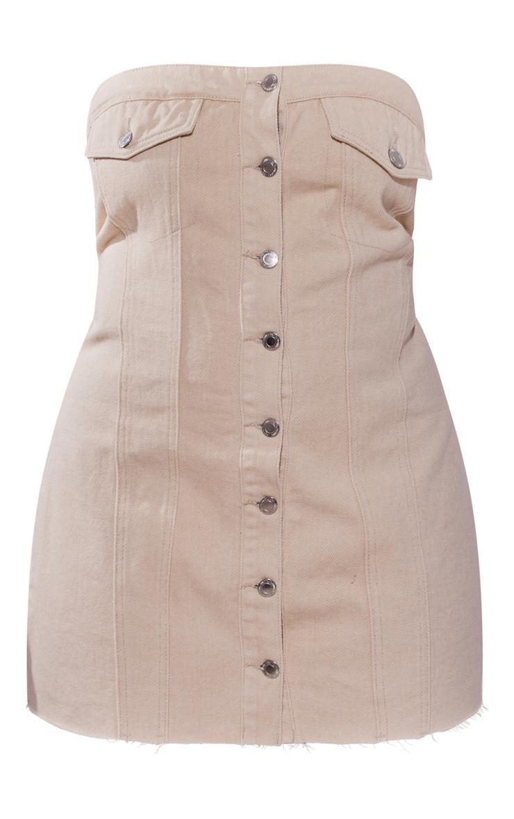 Plus Cream Corset Button Up Bodycon Dress Product Image