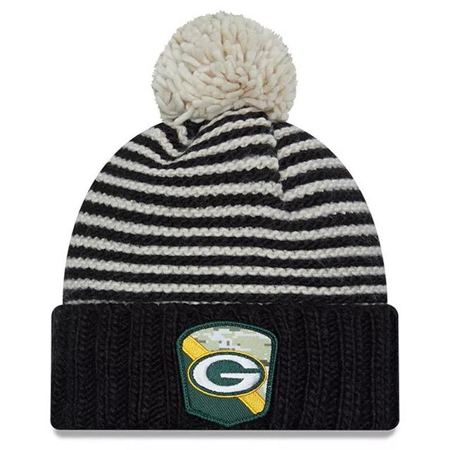 Womens New Era Black Green Bay Packers 2023 Salute To Service Cuffed Pom Knit Hat Product Image