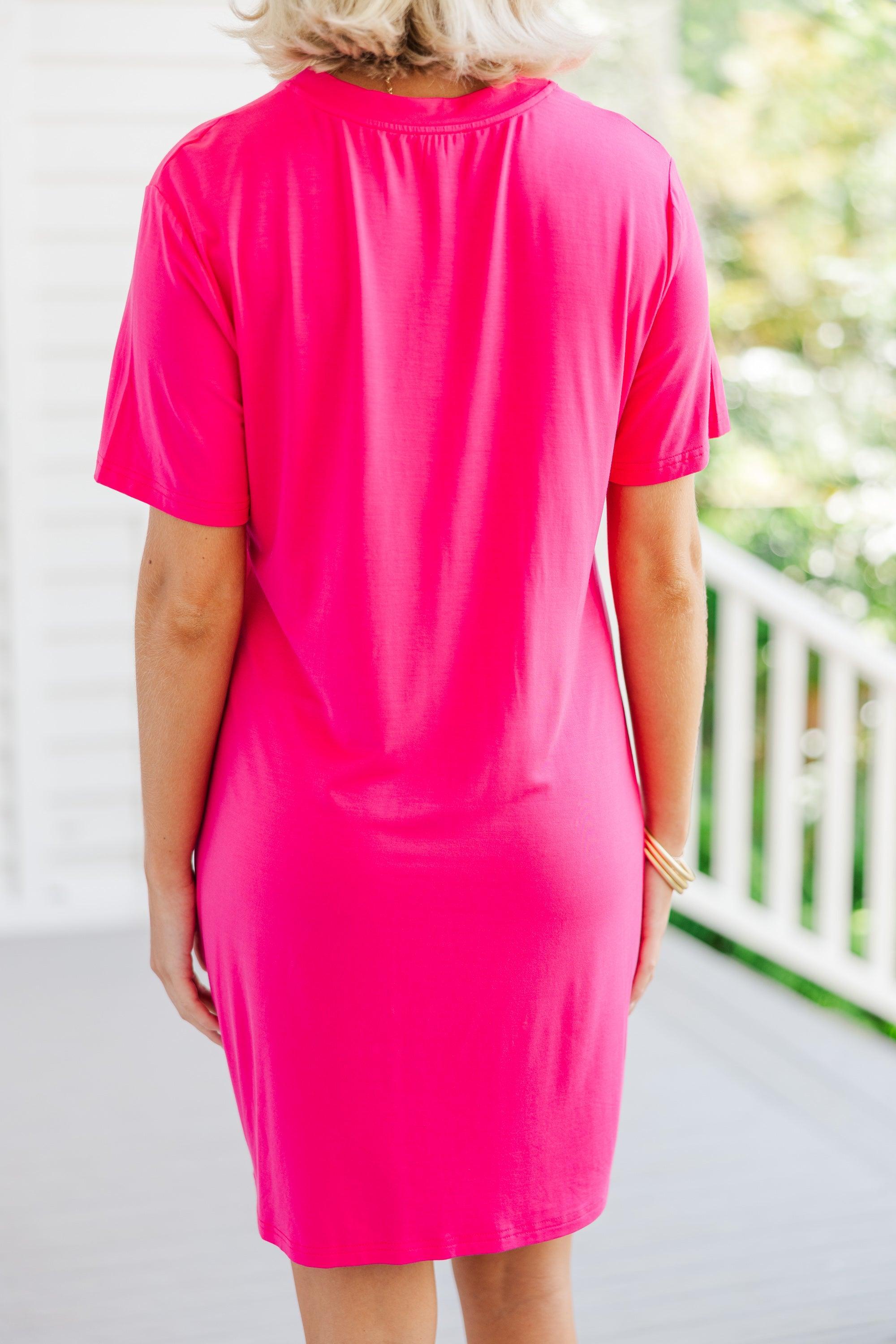 Take Your Time Fuchsia Pink T-shirt Dress Female Product Image