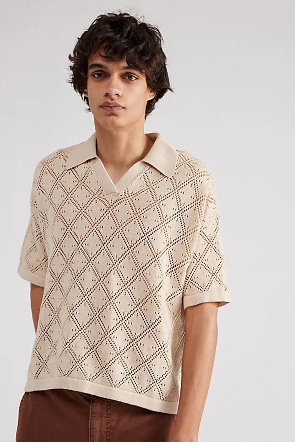 Urban Outfitters UO Pointelle Knit Polo Shirt Top Mens at Urban Outfitters product image