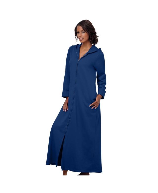 Dreams & Co. Womens Long Hooded Fleece Sweatshirt Robe Product Image