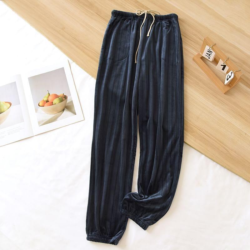 Couple Matching Drawstring Waist Striped Pajama Pants (Various Designs) Product Image