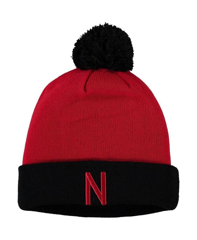 Mens Scarlet and Black Nebraska Huskers Core 2-Tone Cuffed Knit Hat with Pom - Scarlet Product Image