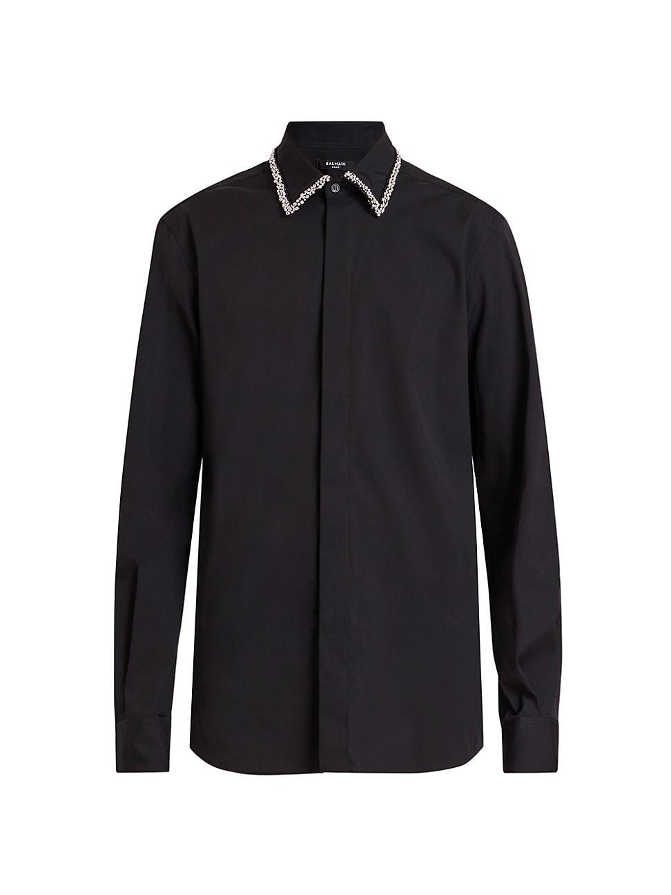 Men's Poplin Shirt with Strass Collar Product Image