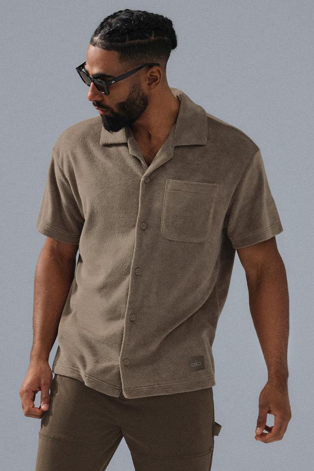 Coastal Terry Button Up - Gravel Male Product Image