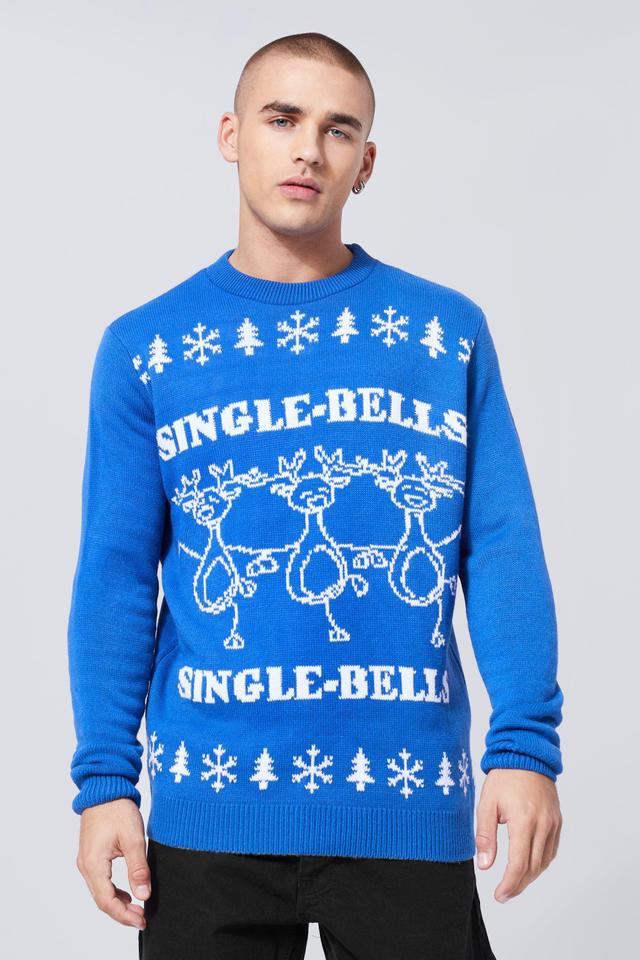 Single Bells Christmas Sweater | boohooMAN USA Product Image