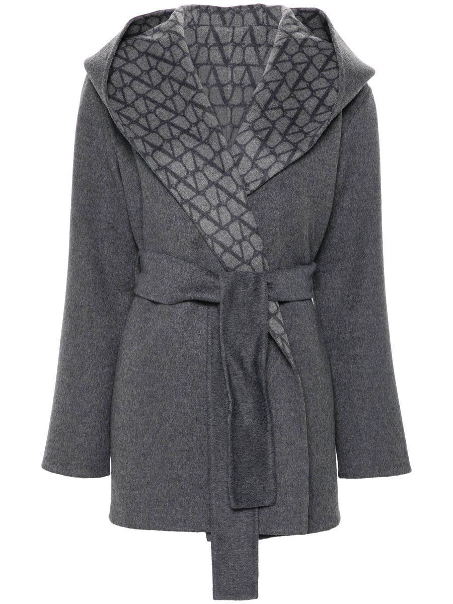 VALENTINO Garavani Toile Iconographe Wool Coat In Grey Product Image