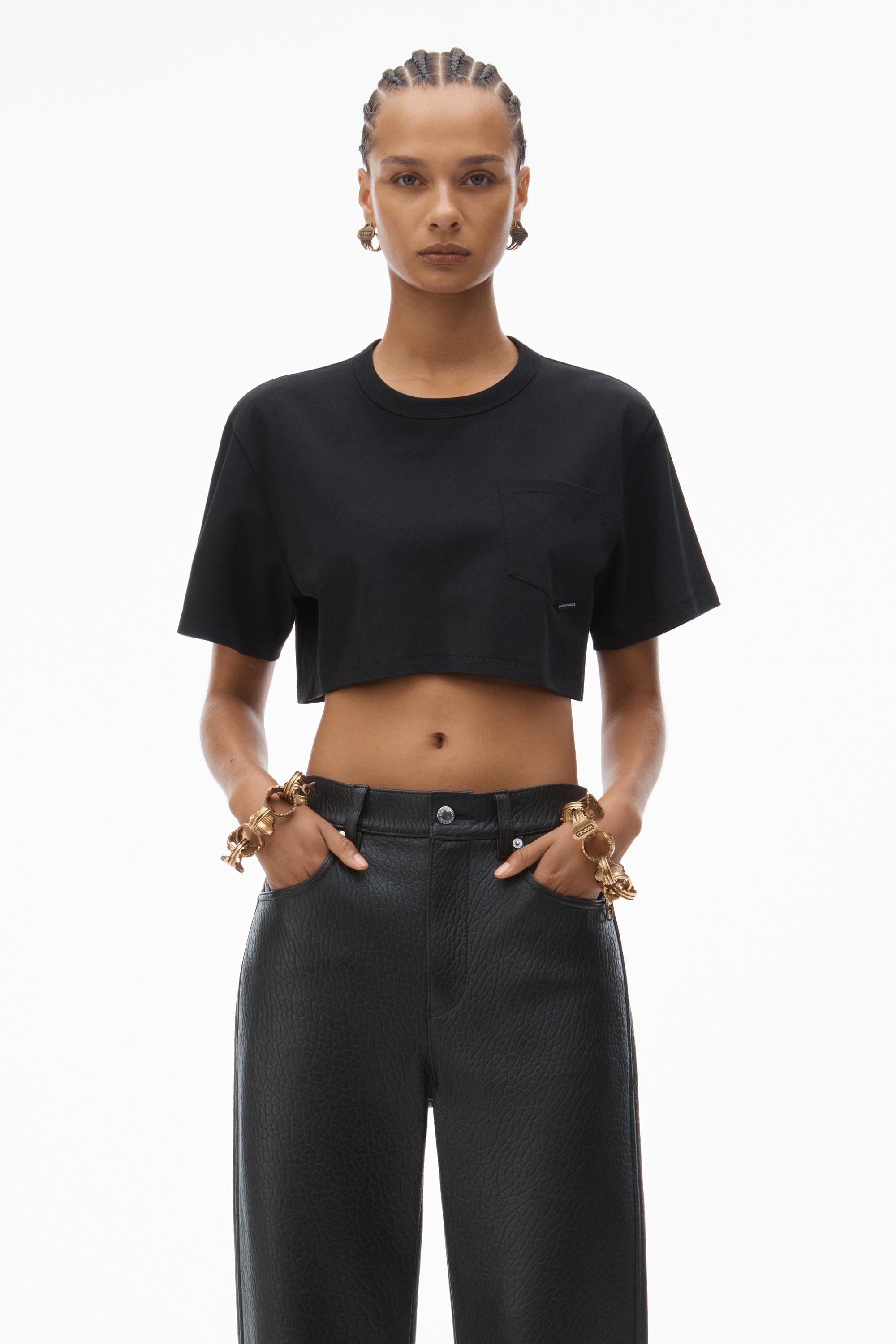 Cropped Pocket Tee In High Twist Jersey Product Image