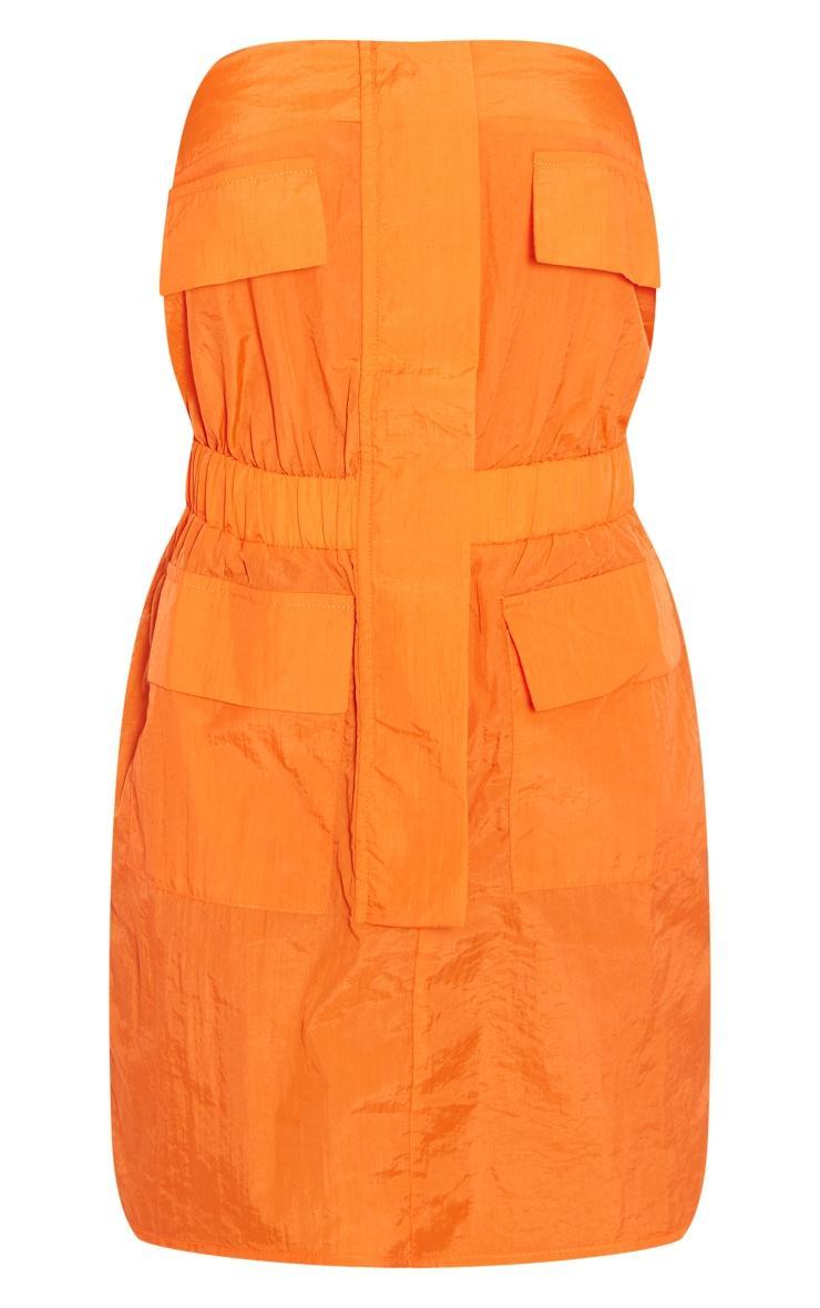 Bright Orange Parachute Cargo Zip Pocket Bodycon Dress Product Image