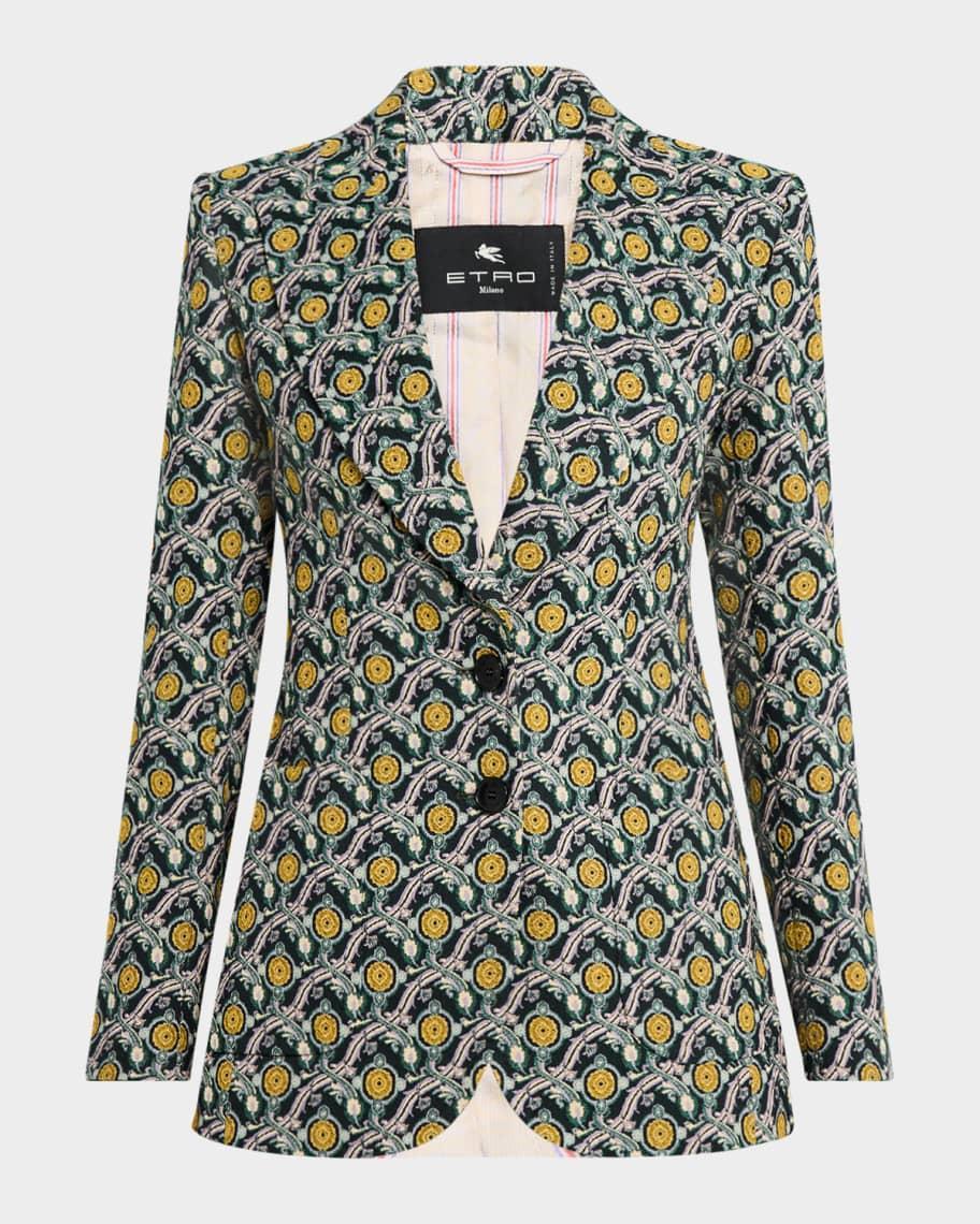 Double-Knit Medallion Single-Breasted Blazer Jacket Product Image