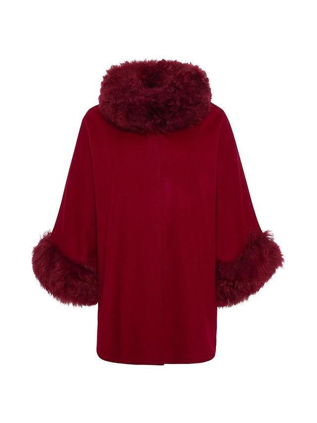 Womens Cashmere and Wool Blend Cape with Select Lamb Trim Product Image