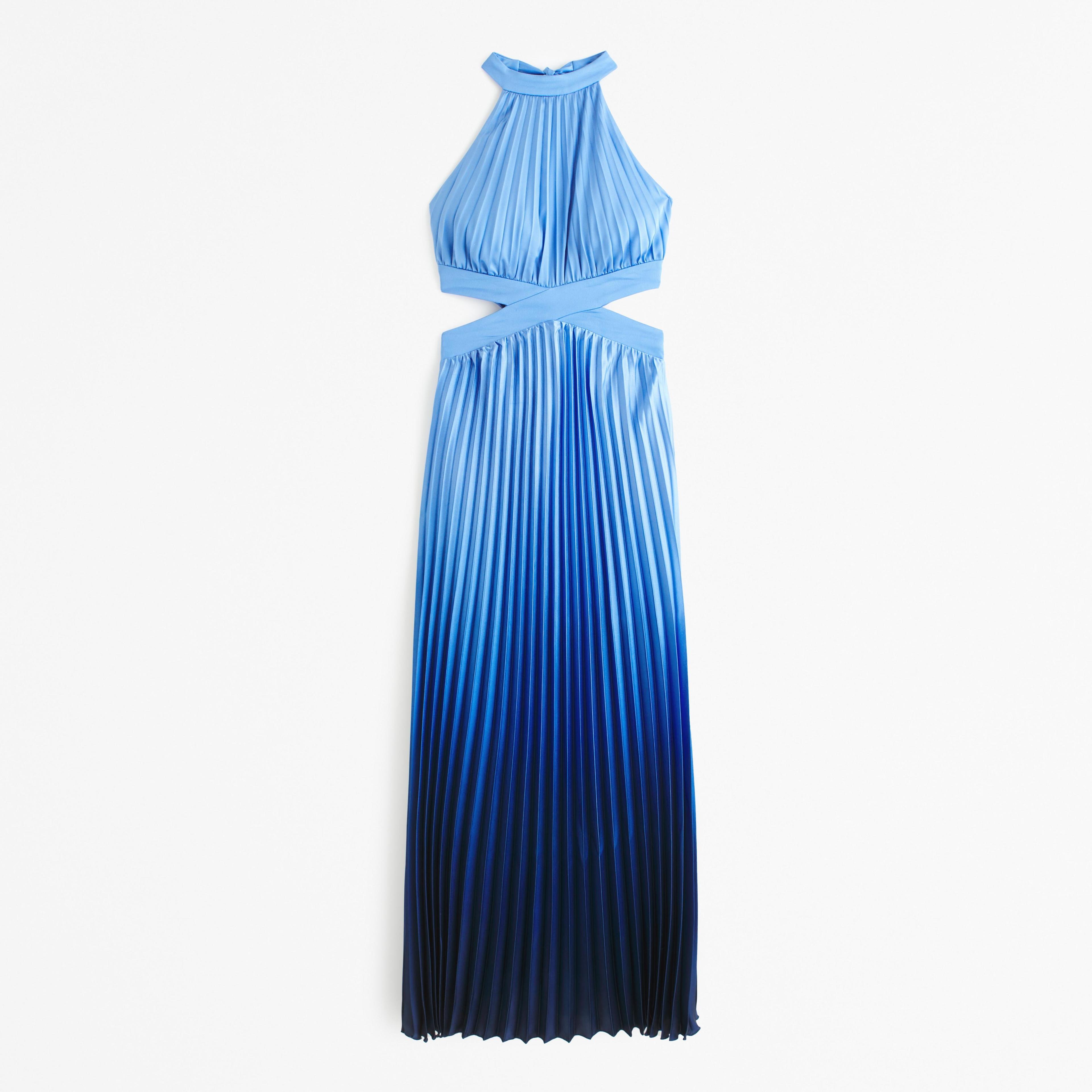 The A&F Giselle High-Neck Pleated Cutout Maxi Dress Product Image