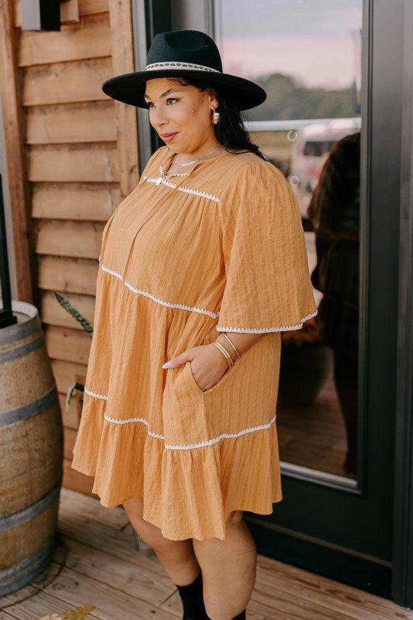 Simply Lovely Tiered Mini Dress in Mustard Curves Product Image