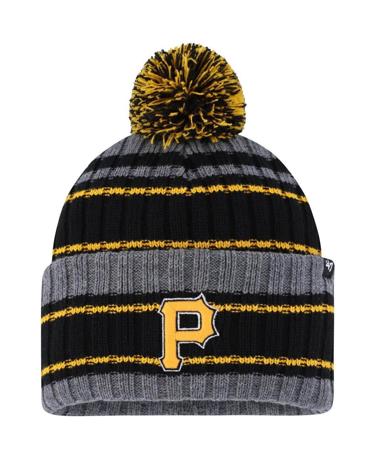 Mens 47 Gray/Black Pittsburgh Pirates Rexford Cuffed Knit Hat with Pom Product Image