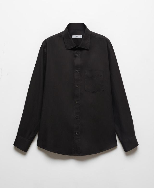 MANGO MAN - Brushed cotton twill shirt blackMen Product Image