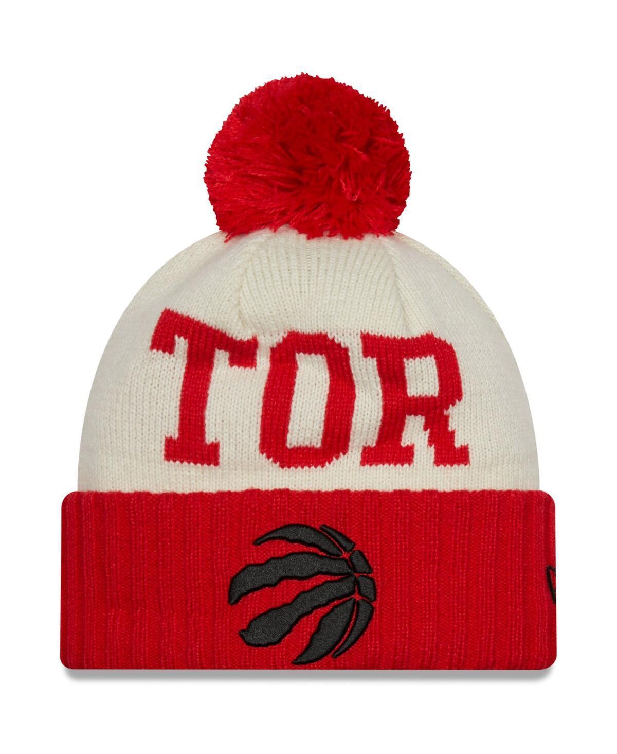 Mens New Era Red Toronto Raptors 2022 Nba Draft On The Court Cuffed Knit Hat with Pom - Red Product Image