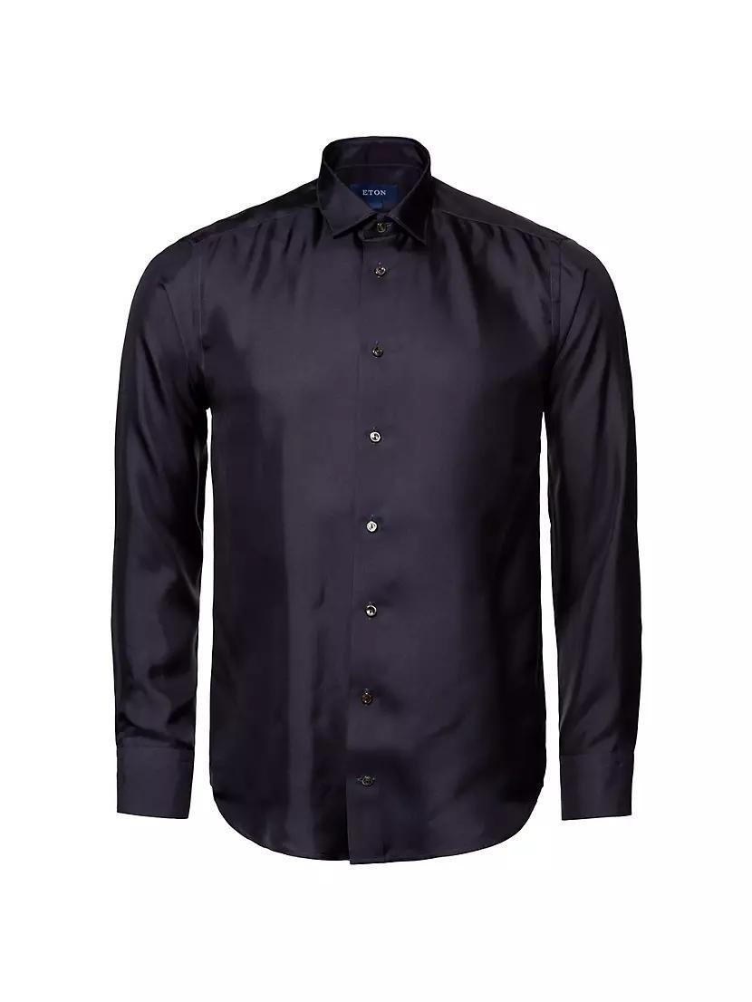 Slim-Fit Silk Dress Shirt Product Image