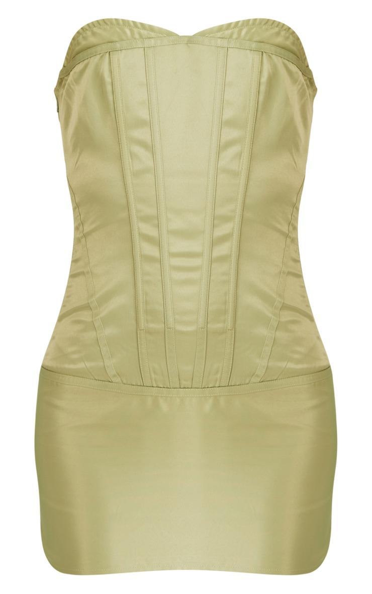 Sage Satin Corset Detail Bodycon Dress Product Image