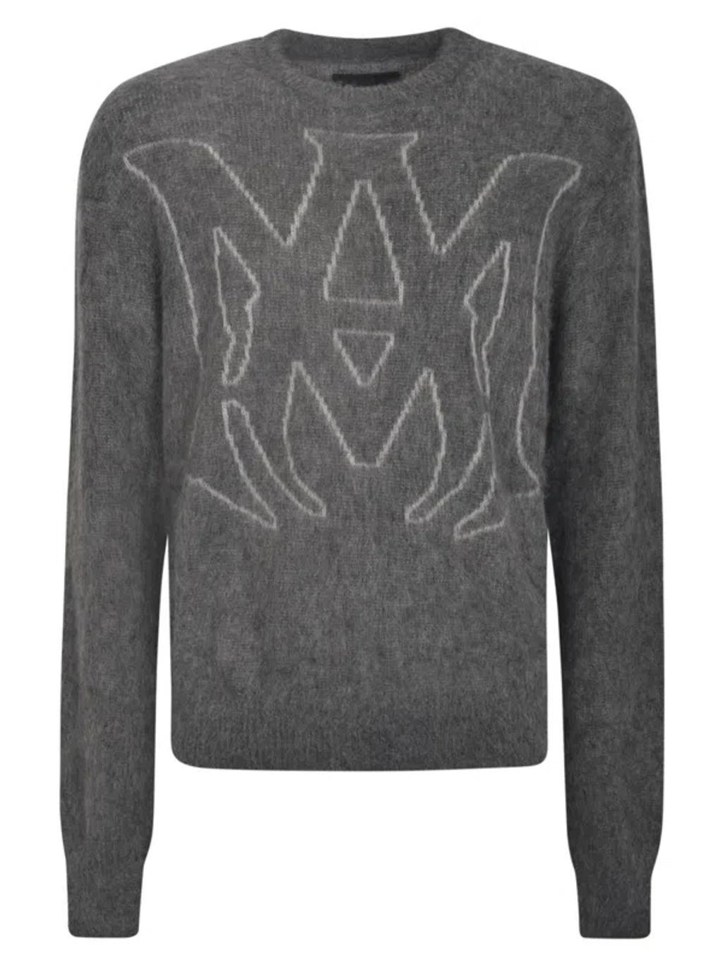 Logo-jacquard Mohair-blend Jumper In Grey product image