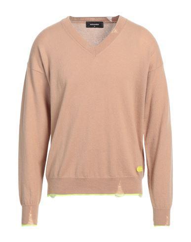 DSQUARED2 Man Sweater Camel Size M Virgin Wool, Cashmere, Polyester In Beige Product Image