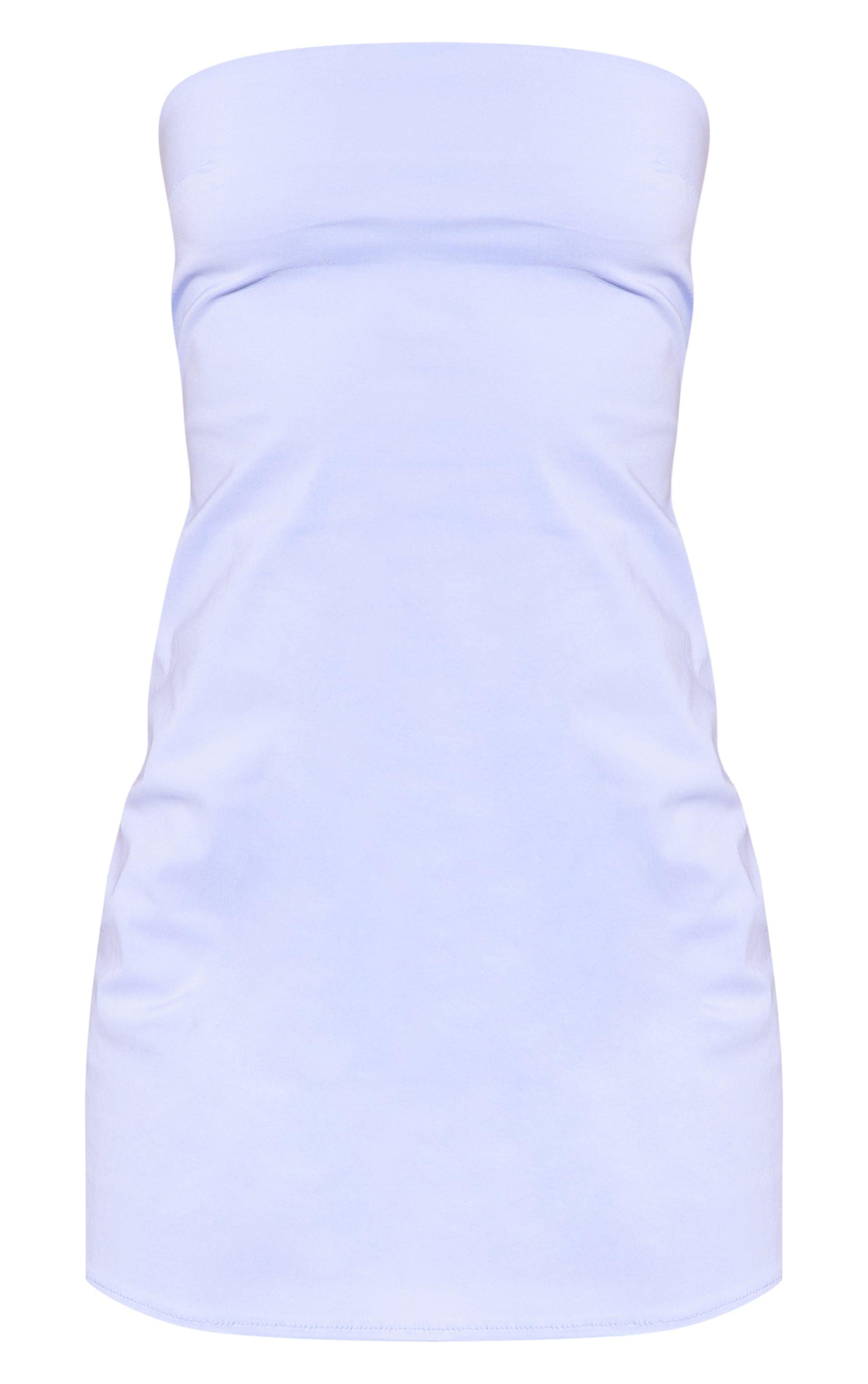 Light Blue Woven Bow Back Bandeau Bodycon Dress Product Image