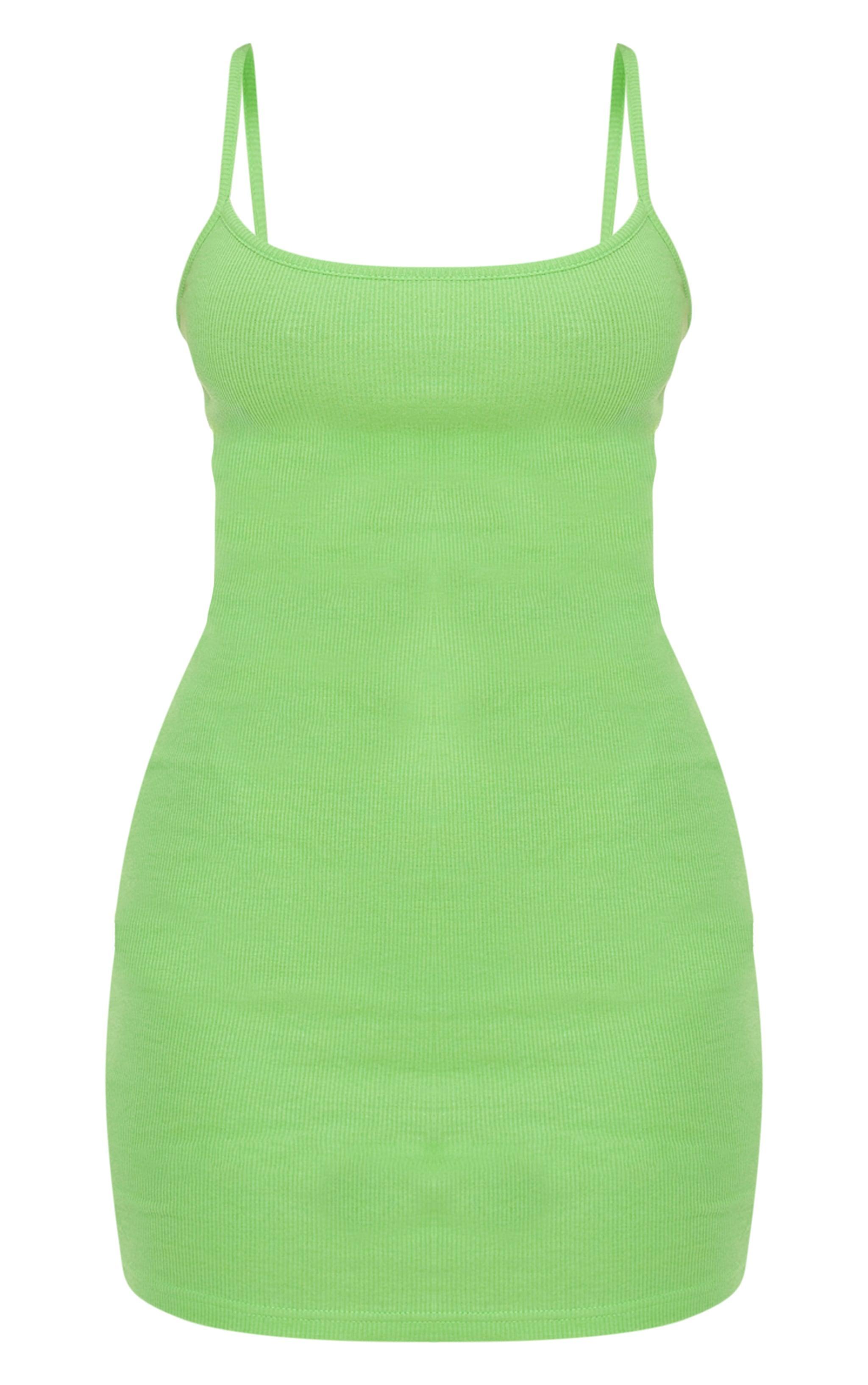 Bright Green & Lilac 2 Pack Rib Strappy Bodycon Dress Product Image