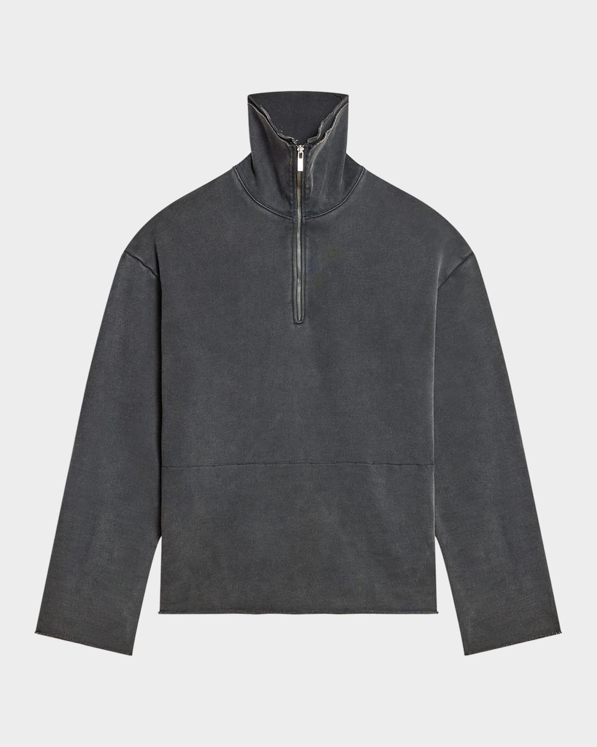 Mens Washed Quarter-Zip Oversized Sweatshirt Product Image