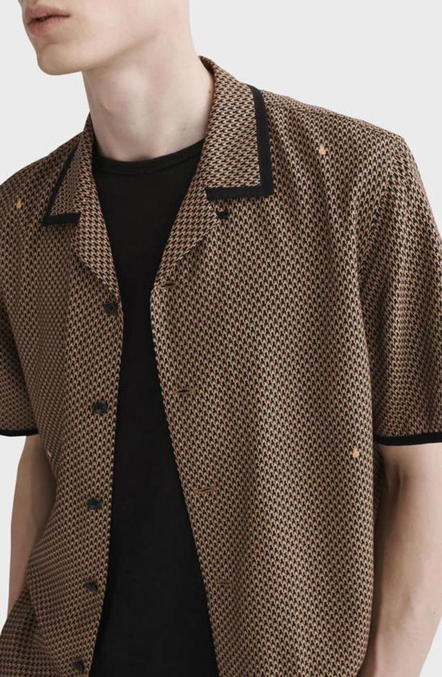 Foulard Print Short Sleeve Button-up Shirt In Black Beige Product Image