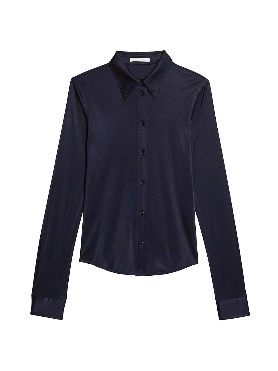 Womens Fluid Long-Sleeve Button-Up Shirt Product Image