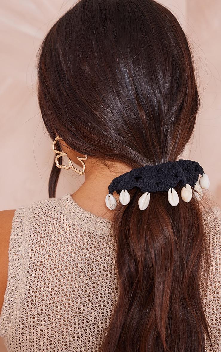 Black Crochet Shell Scrunchies 2 Pack Product Image