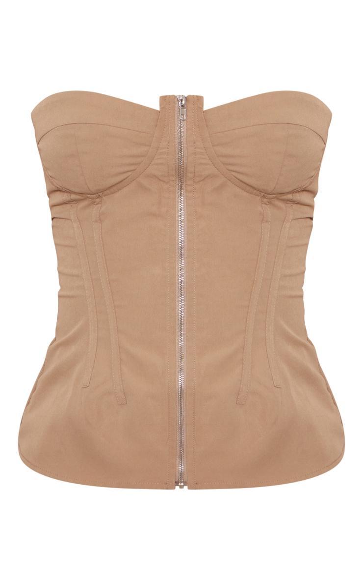 Stone Seam Detail Bandeau Zip Front Top Product Image