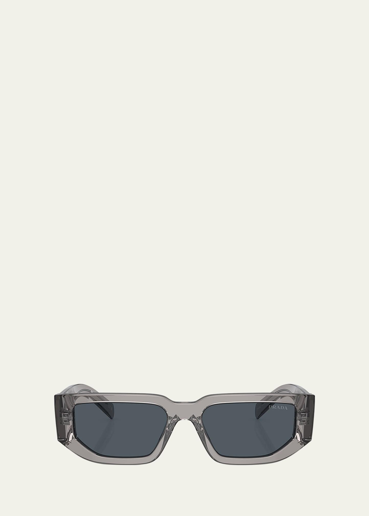 Prada Men's Triangle Logo Bicolor Rectangle Sunglasses - TORTOISE Product Image