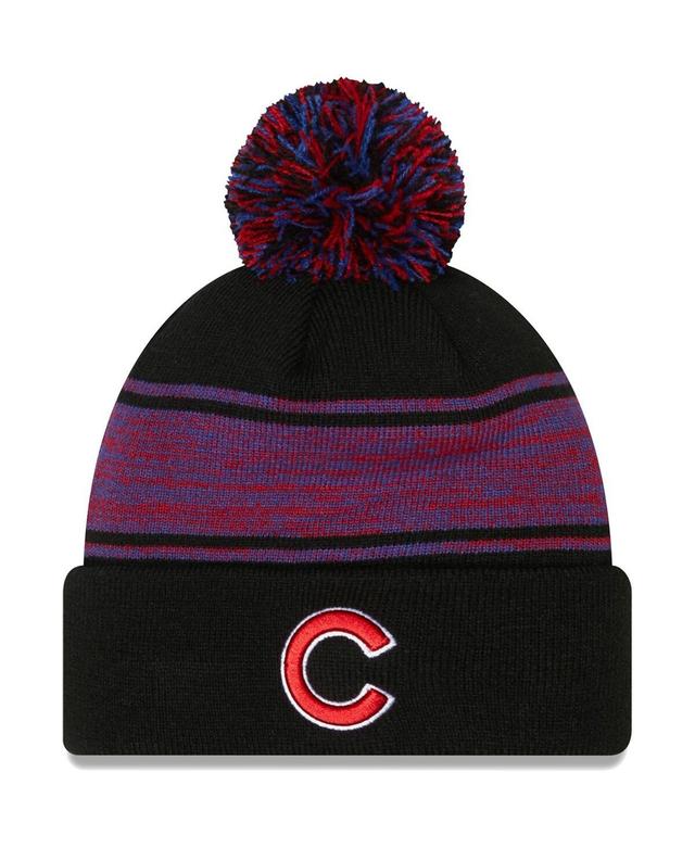 Mens New Era Black Chicago Cubs Chilled Cuffed Knit Hat with Pom Product Image