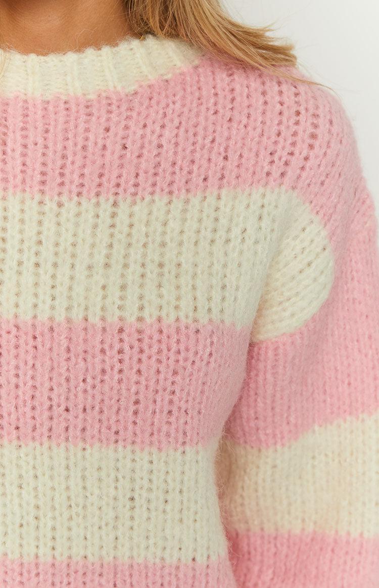 Cotton Candy Pink Stripe Knit Jumper Product Image