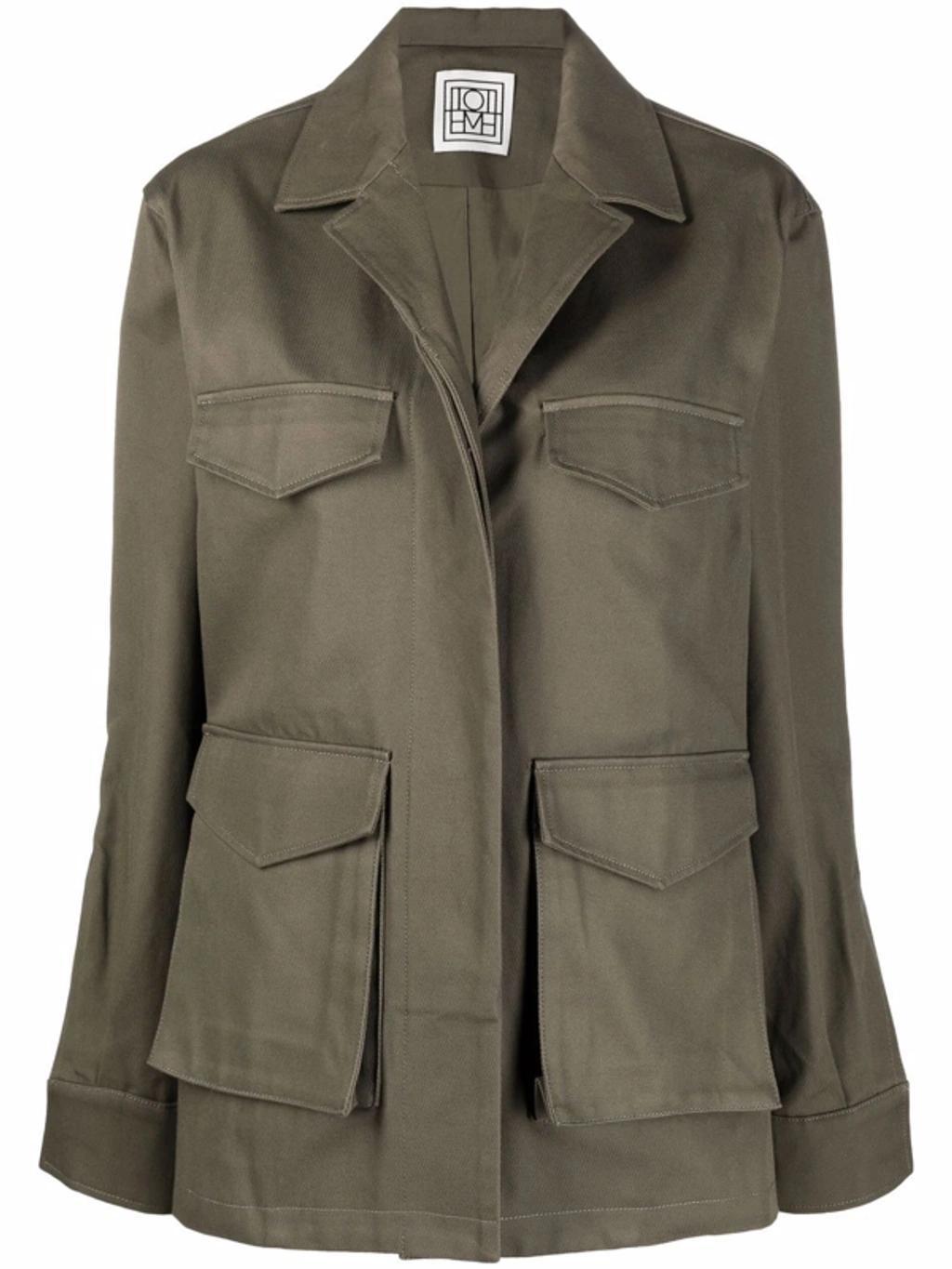 Long-sleeve Shirt Jacket In Khaki Green Product Image