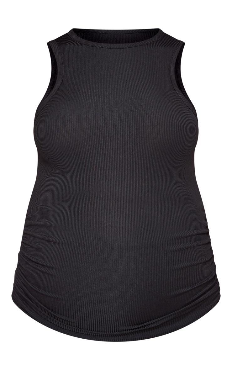 Maternity Black Rib Racer Neck Tank Product Image