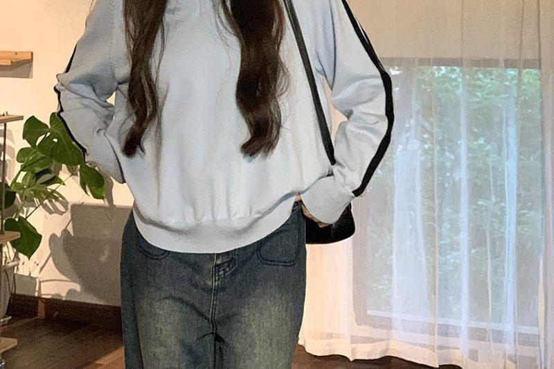 Long-Sleeve V-Neck Plain Sweater Product Image