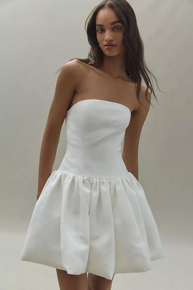 Jenny Yoo Tinsley Strapless Drop-Waist Bubble-Hem Mini Dress Product Image