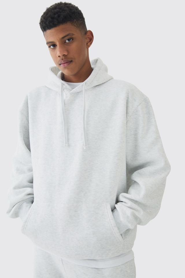 330GSM Tall Oversized Hoodie in Grey Marl | boohooMAN USA Product Image