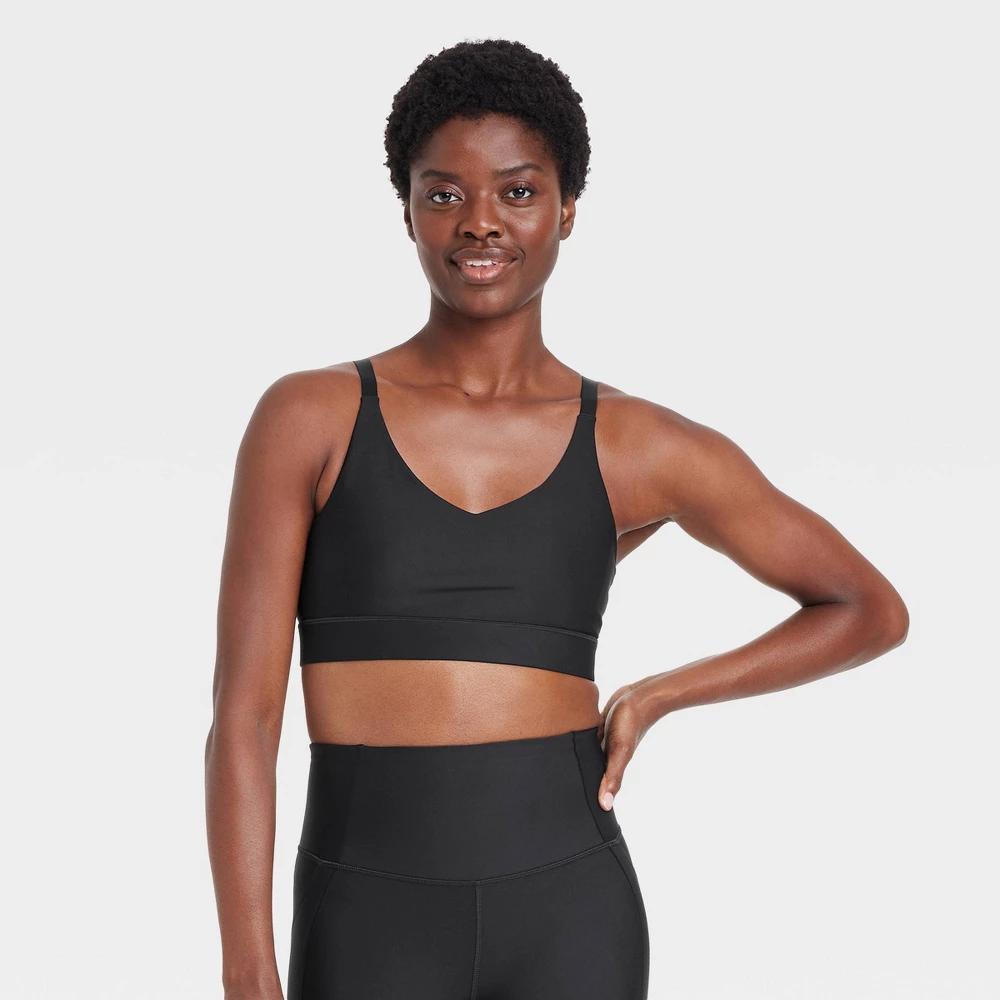 Womens Effortless Support Medium Support Sports Bra - All In Motion Black L Product Image