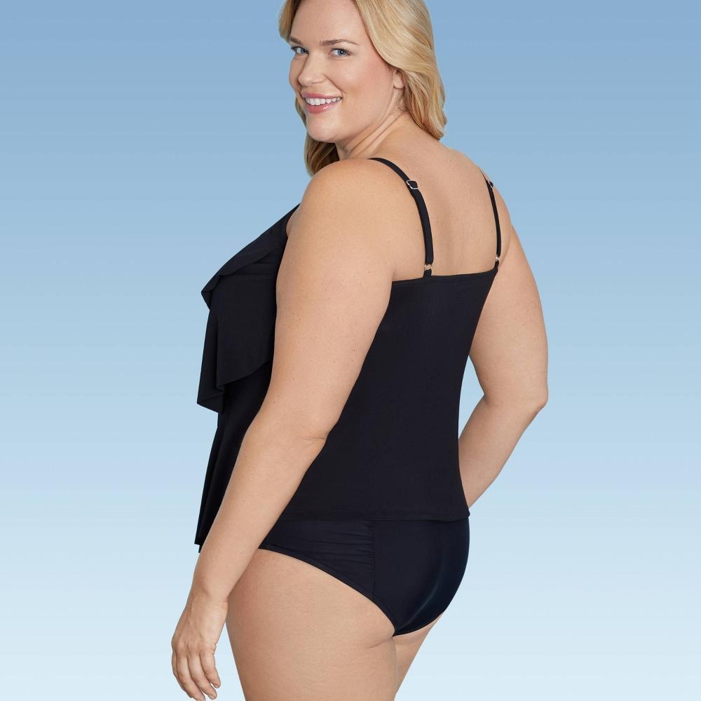 Womens UPF 50 Tiered Tankini Top - Aqua Black X Product Image